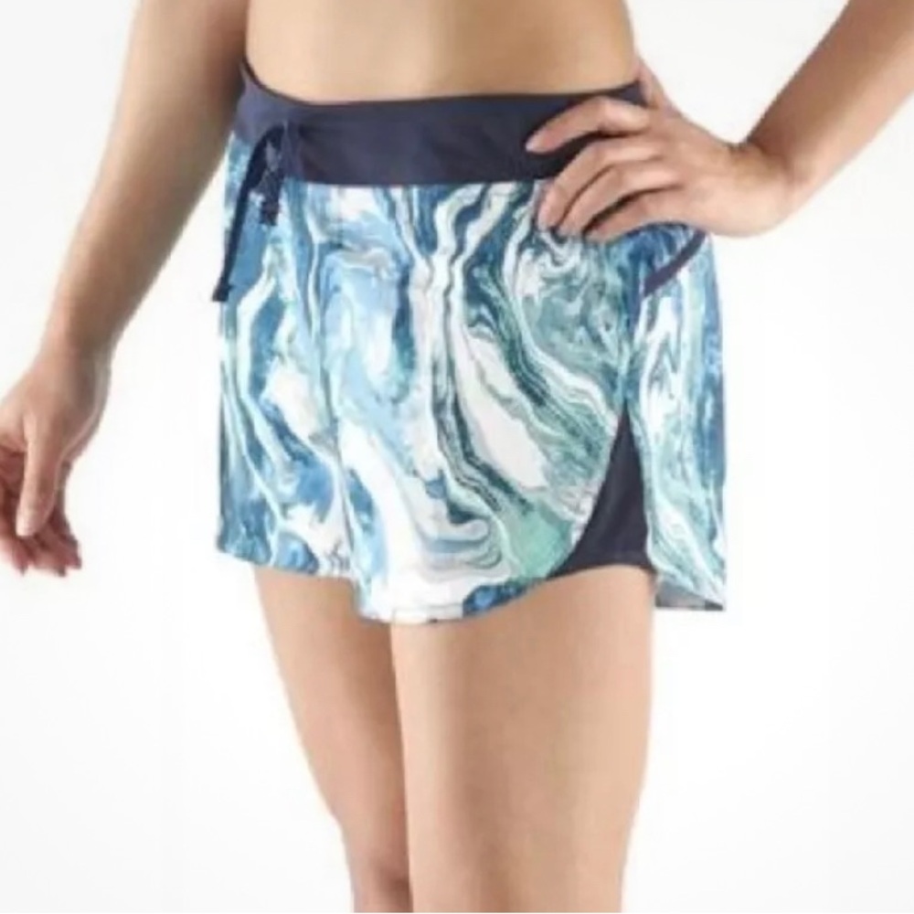 Patagonia Womens Nine Trails Shorts Size S 4" Stretch Tie Pocket Lined Blue